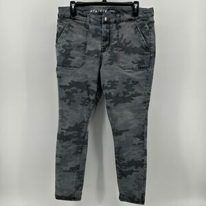 Ava & Viv Gray Camo Super Stretch Jeggings Skinny Pants Women 14W Army Military